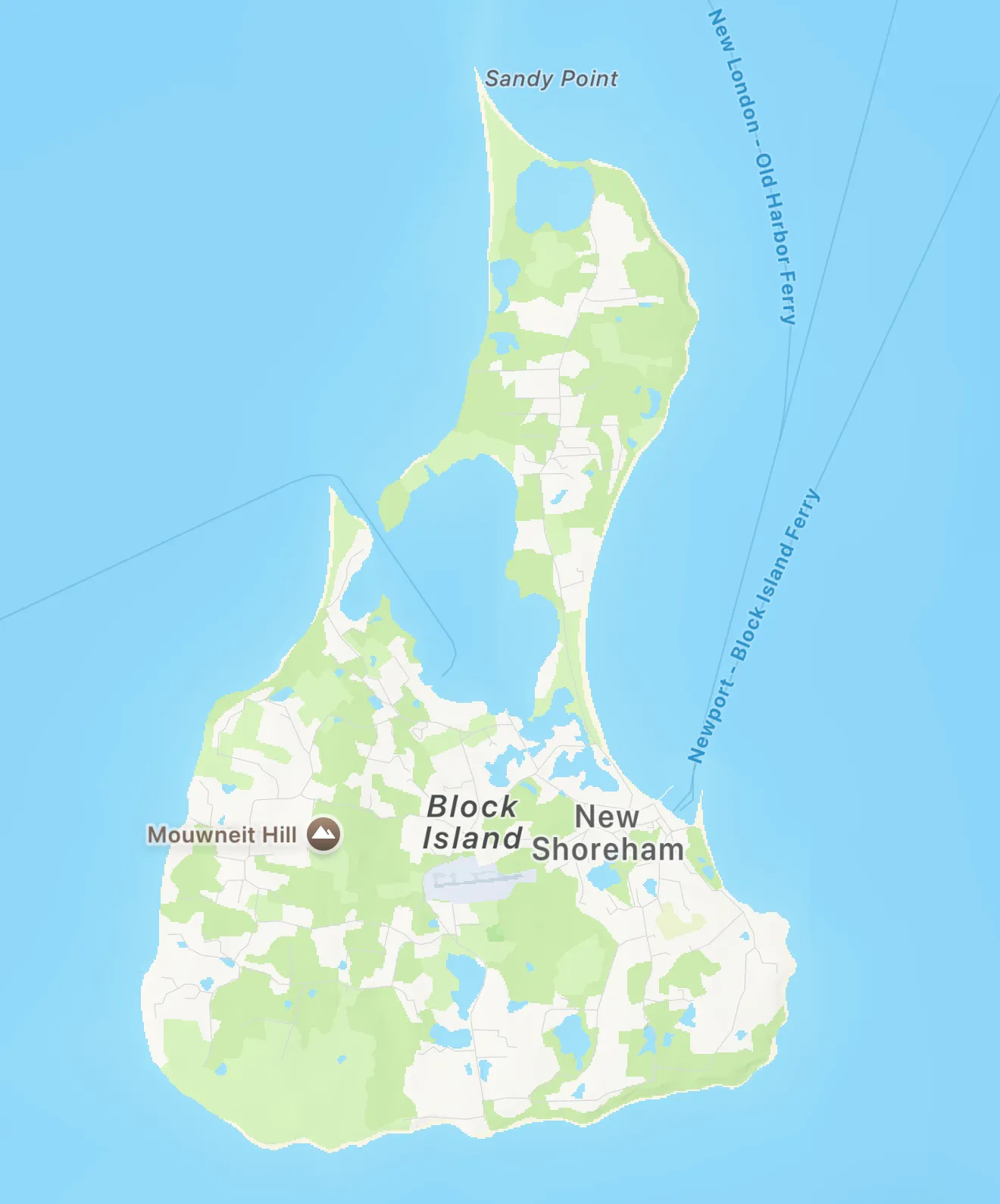 Map of Block Island, Rhode Island