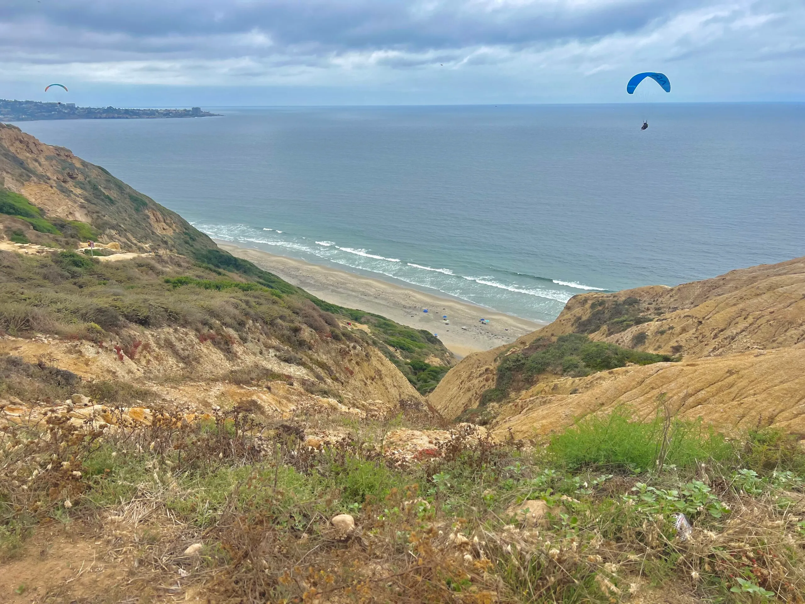 View of Black's Beach from the cliffs - how to get to Black's Beach