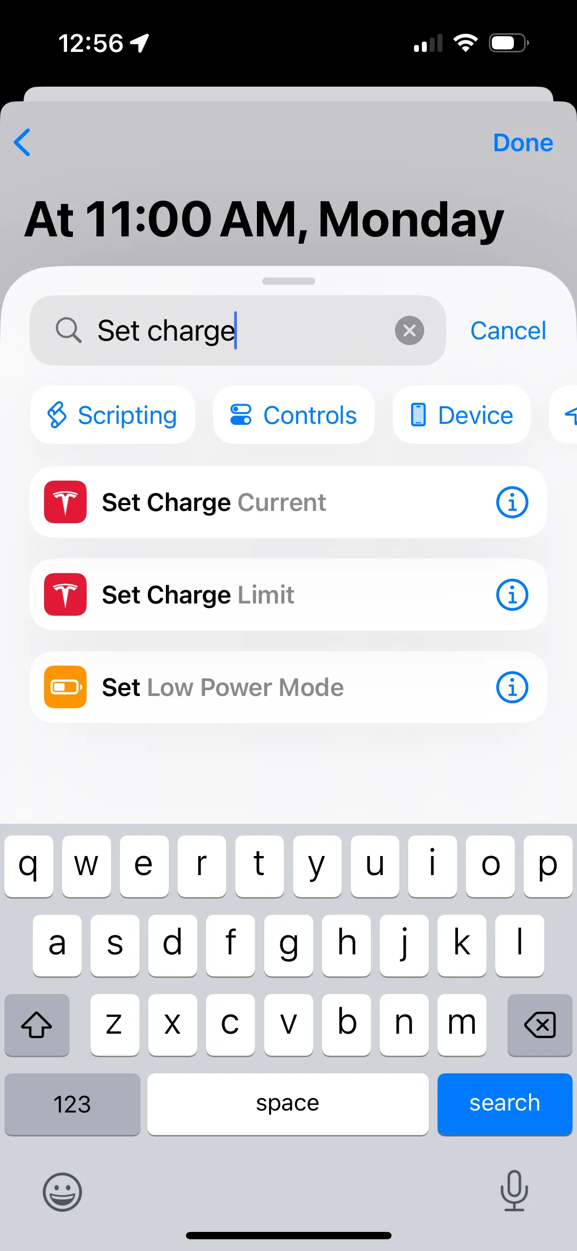 Apple shortcuts tesla charging set charge limit setting
