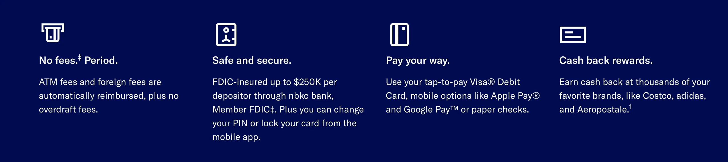 Screenshot from Betterment describing their checking account