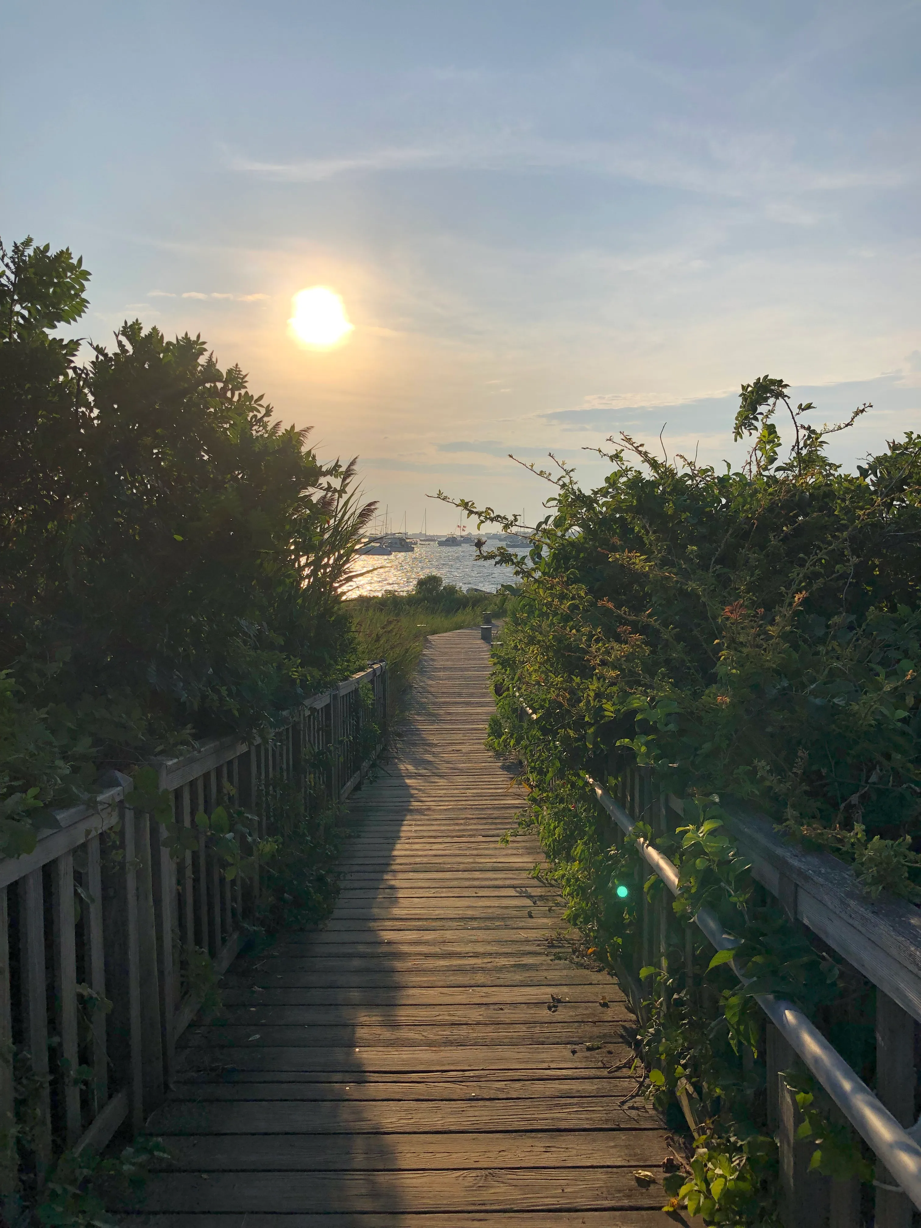 Block Island boardwalk sunset