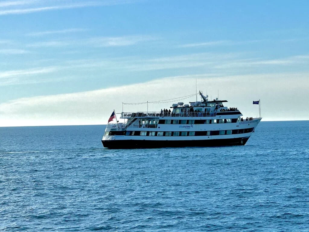 Whale watching tour on the Pacific Ocean in California 