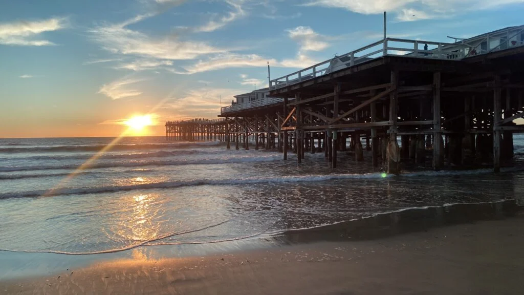 Sunset at the pier at Pacific Beach