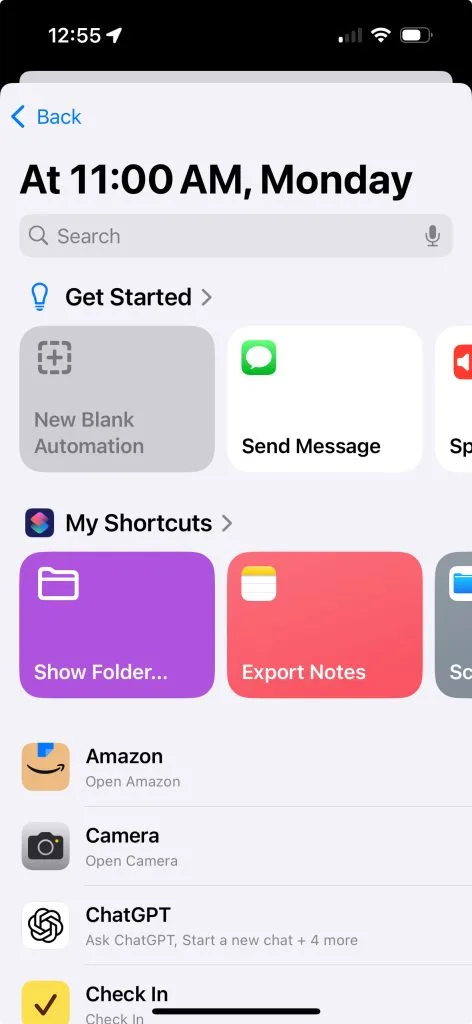 Apple Shortcuts new automation page