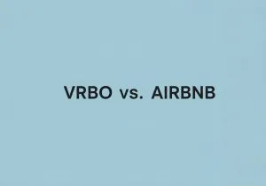 "VRBO vs AIRBNB" on plain blue background